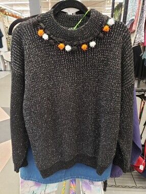 Upcycled Halloween Metallic Vintage 1980s 80s Sweater